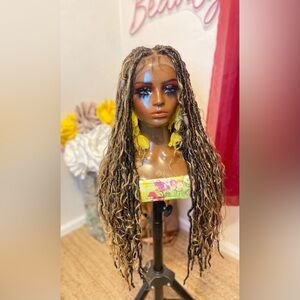 Swiss HD Lace Human Hair Beaded Boho Locs Braided Full Lace Wig